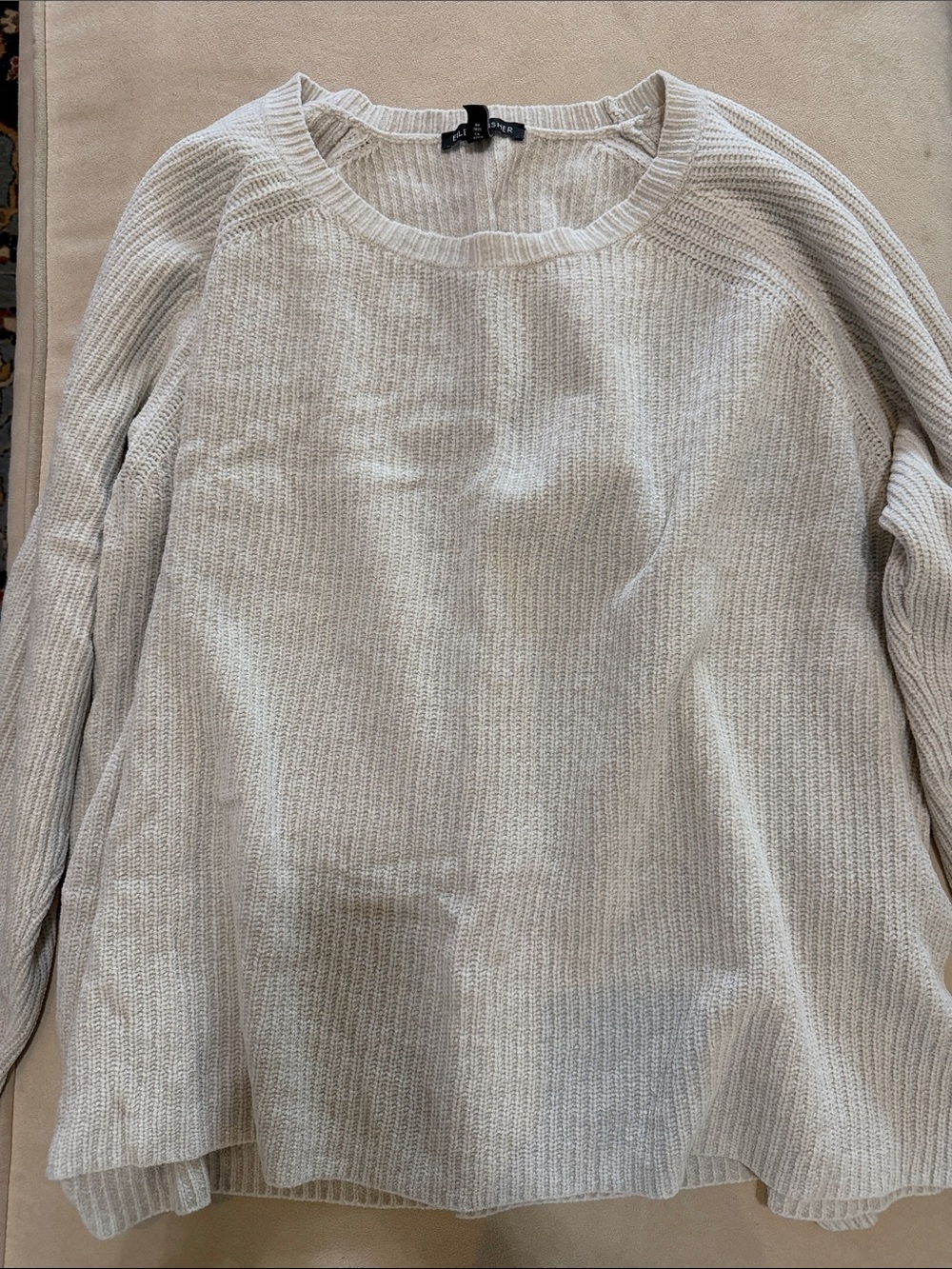 Eileen Fisher 100% organic cotton Scoop neck Knit Sweater in Oatmeal